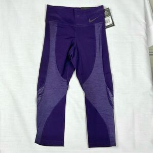 Nike Power Purple Leggings Sz XS NWT Eggplant Cropped 7/8 Length Yoga Pants